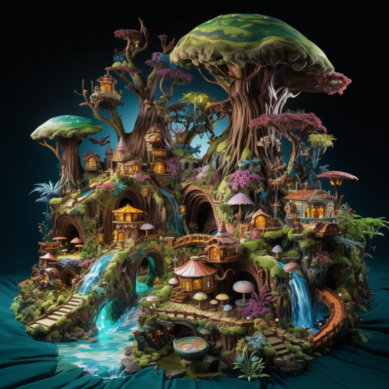 tdsmidjourney2_An_enchanted_forest_realm_featuring_3D_art_minia_0f452cf2-89a5-4372-a3e7-e157106e29b2