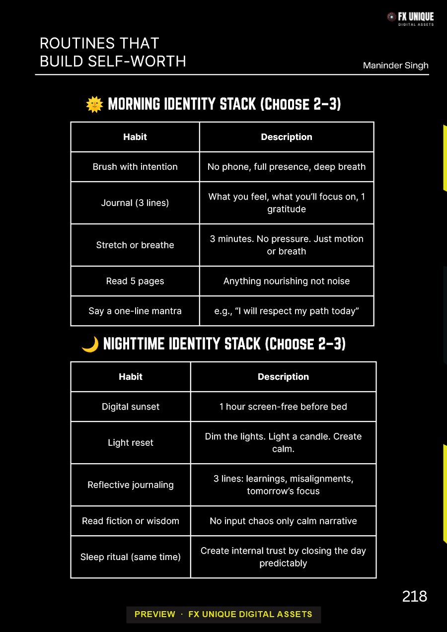 Preview page: Morning & night identity stacks